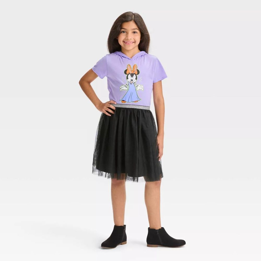 Disney Girls  Minnie Mouse Halloween Hooded Tulle Dress Small 6-6x NWT